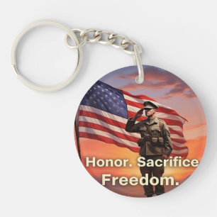 Porte-clefs "Honneur. Sacrifiez. Liberté." Drapeau du soldat a