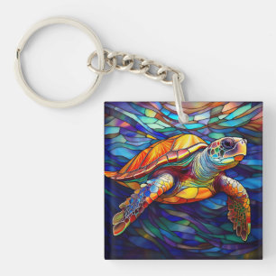 Porte-clefs Honu à la tortue de mer Art en verre tendu