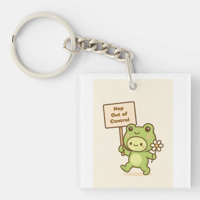 Porte-clefs HOP Out of Control Frog Cute Whimsical Life (Devant)
