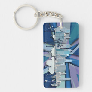 Porte-clefs Horizon   3D bleu de New York City