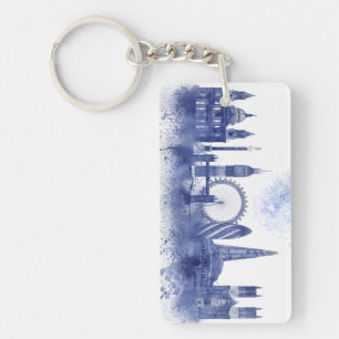 Porte-clefs Horizon de Londres - bleu d'aquarelle
