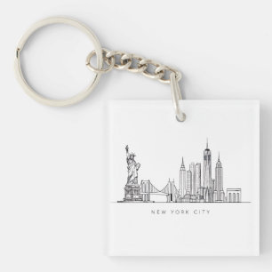 Porte-clefs Horizon de New York minimaliste en ligne art