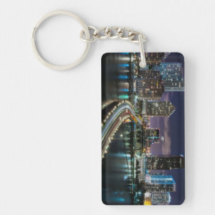 Porte-clefs Horizon de ville de Miami avec le pont la nuit