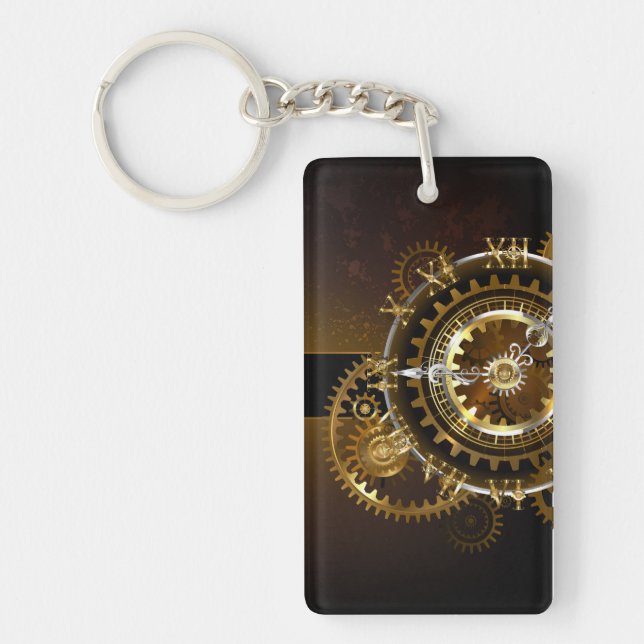 Porte-clefs Horloge Steampunk avec des engrenages anciens (Devant)