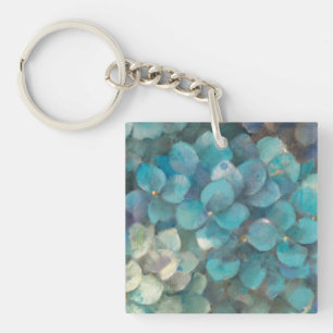 Porte-clefs Hortensia de turquoise