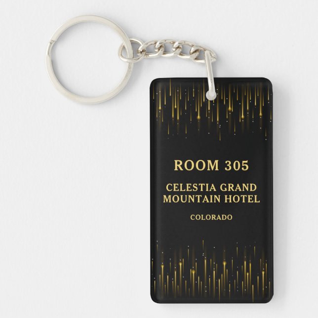 Porte-clefs Hôtel de luxe noir et or (Devant)