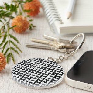 Porte-clefs Houndstooth noir et blanc par Shirley Taylor