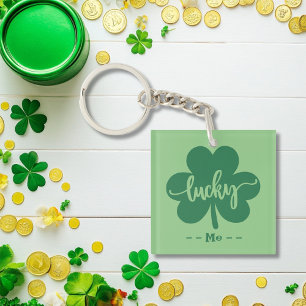 Porte-clefs Housse vert Lucky Clover St Patrick Jour ronde