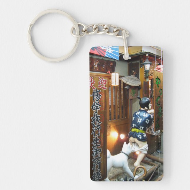 Porte-clefs Humour Japonais - Chien tirant des culottes vers l (Devant)