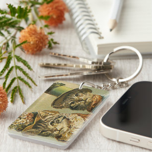 Porte-clefs Humour Vintage, Chat marié Chat mariée Victorien a