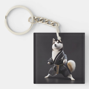 Porte-clefs Husky Dog connaît Karate, Husky Dog Karate Player