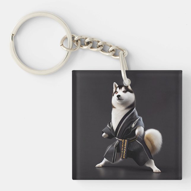 Porte-clefs Husky Dog connaît Karate, Husky Dog Karate Player (Devant)