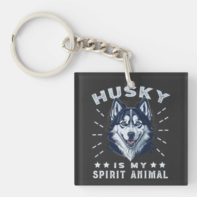 Porte-clefs Husky Est Mon Esprit Animal Majestic Husky Chien (Devant)