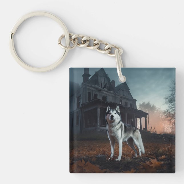Porte-clefs Husky sibérien Halloween Épouvantable (Devant)