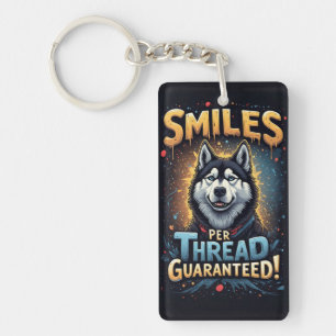 Porte-clefs Husky vibrant avec typographie audacieuse