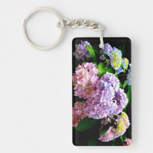 Porte-clefs Hydrangea garden, rose, bleu, purple floral