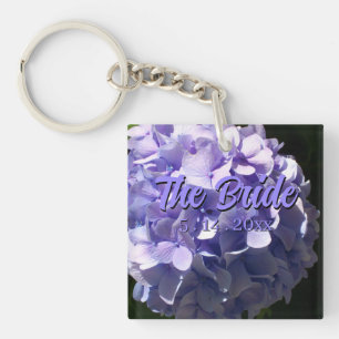 Porte-clefs Hydrangea violet fleurs violettes pour la mariée