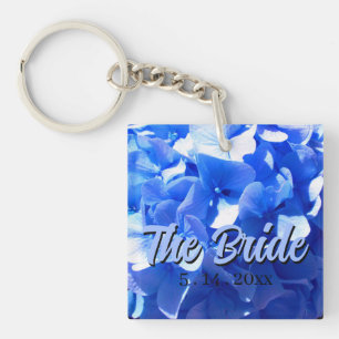 Porte-clefs Hydrangeas bleus floraux élégants bleu de cobalt