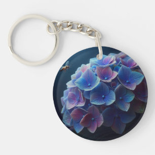 Porte-clefs Hydrangeas Floral Purple et Bleu