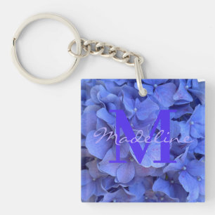 Porte-clefs Hydrangeas florales élégantes bleu pervenche