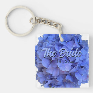 Porte-clefs Hydrangeas florales pervenche bleue élégante