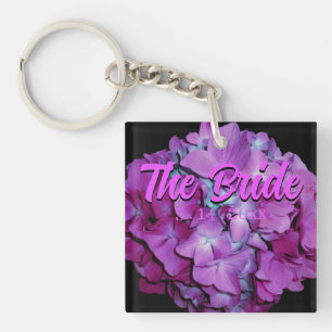 Porte-clefs Hydrangeas magenta et sarcelle, la mariée