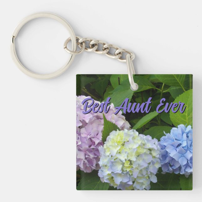 Porte-clefs Hydrangeas, meilleure tante jamais (Devant)
