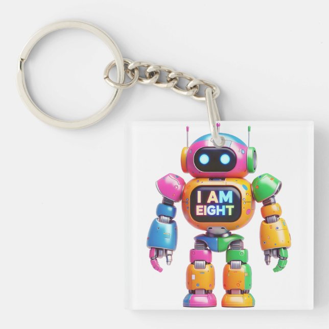 Porte-clefs I Am Eight Robot for Kids 8th Birthday Robot Boy (Devant)