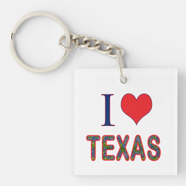 Porte-clefs I (Coeur) Love Texas Bluebonnet (Devant)