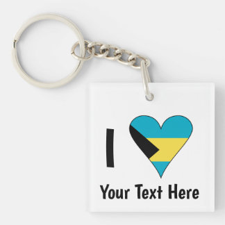 Porte-clefs I (Drapeau Bahaméen Amour du coeur) Texte personna