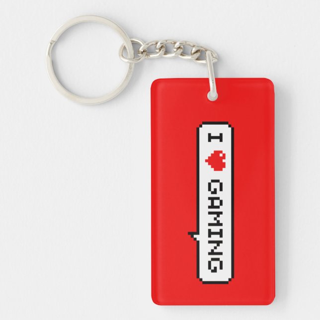 Porte-clefs I Heart Gaming I Love Gaming Simple Pixel Art (Devant)