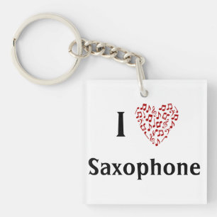 Porte-clefs I Heart Saxophone - Instrument de musique