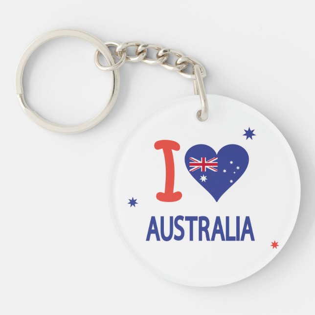 Porte-clefs "I LOVE AUSTRALIA" Australia Day 26 janvier (Devant)