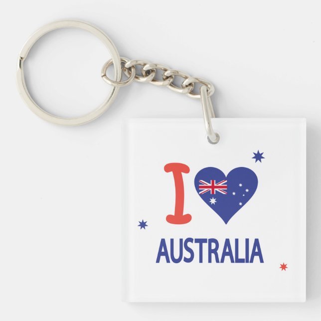 Porte-clefs "I LOVE AUSTRALIA" Australia Day 26 janvier (Devant)