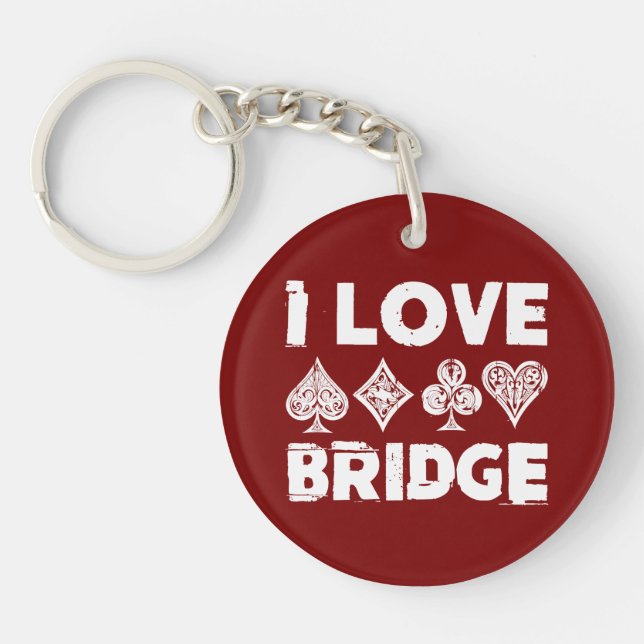 Porte-clefs I Love Bridge Card Game Player (Devant)