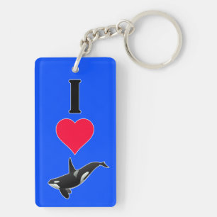 Porte-clefs I Love (Coeur) Orca Killer Whales Mignonne Sea Lif