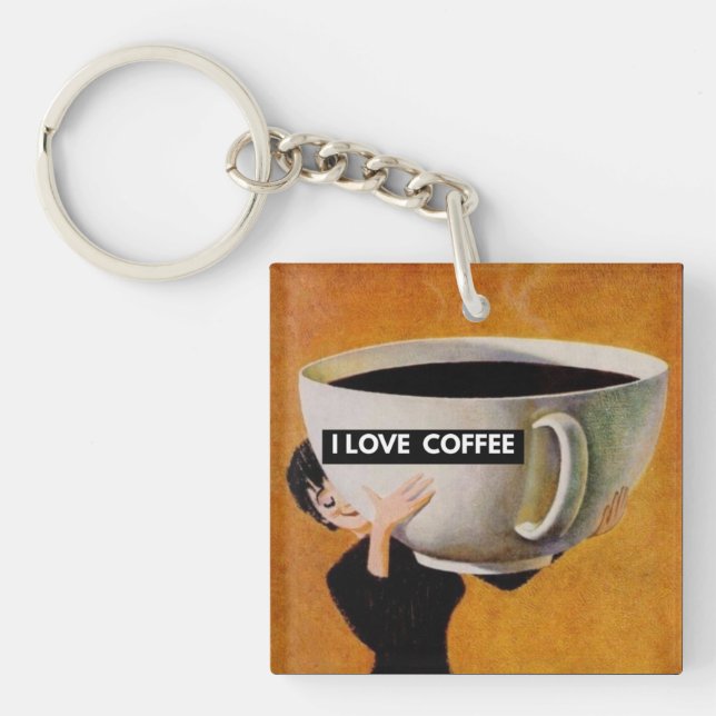 Porte-clefs I Love Coffee retro (Devant)
