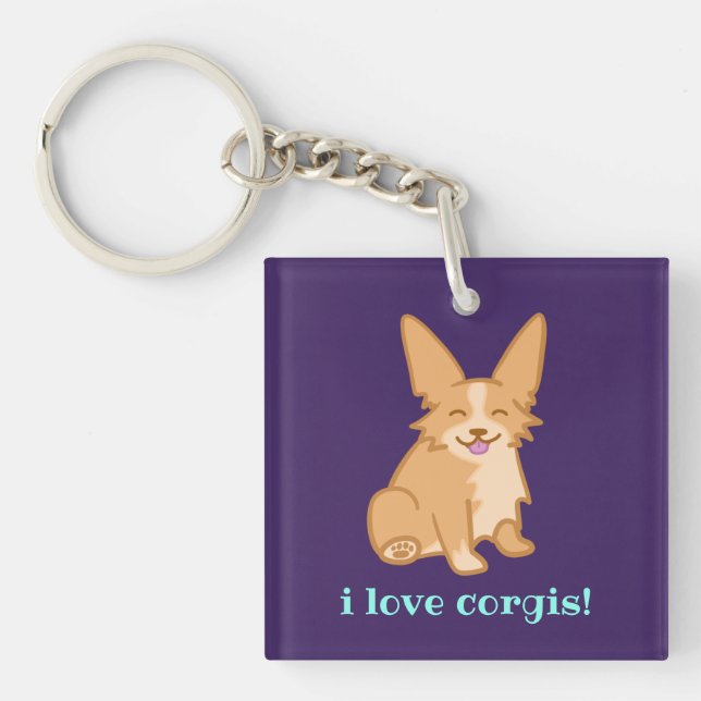 Porte-clefs "I Love Corgis" Corgi (Devant)