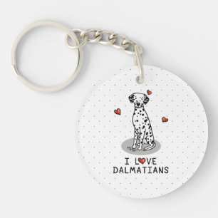 Porte-clefs I Love Dalmatians (noir 1) Coeurs mignons