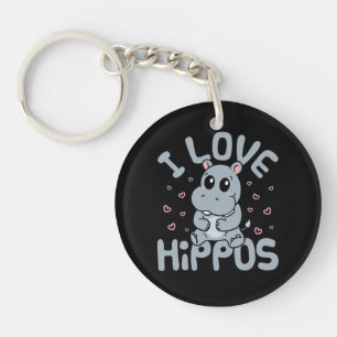 Porte-clefs I Love Hippopotamus mignon Hippopotamus Lover