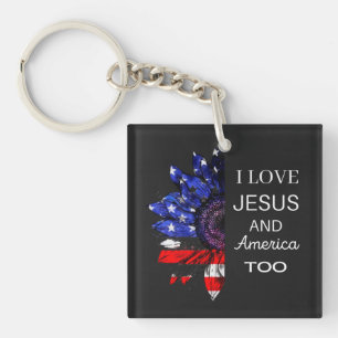 Porte-clefs I Love Jesus and America Too, 4 juillet T-shirt