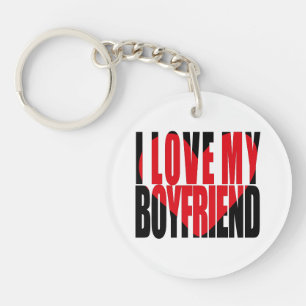 Porte-clefs I Love My Boyfriend Heart Photo personnalisée