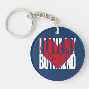 Porte-clefs I Love My Boyfriend Heart Photo personnalisée