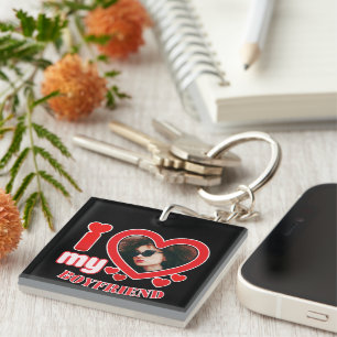 Porte-clefs I Love My Boyfriend Photo personnalisée