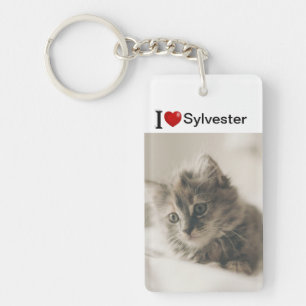 Porte-clefs I Love My Cat photo personnalisée