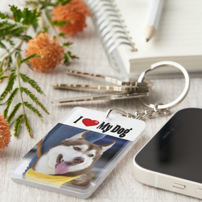 Porte-clefs I Love My Dog photo (Devant droit)