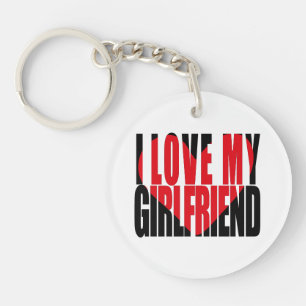 Porte-clefs I Love My Girlfriend Heart Photo personnalisée