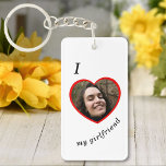 Porte-clefs I Love My Girlfriend Petit ami Texte Photo Personn<br><div class="desc">Téléchargez une photo et créez facilement votre porte - clé personnalisé. Cliquez sur MODIFIER pour modifier la couleur ou la couleur du texte de l'arrière - plan. Vous pouvez TRANSFÉRER ce DESIGN sur d'autres produits Zazzle et l'ajuster à la plupart des articles Zazzle. Les conceptions Studio standard sont faites dans...</div>