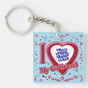 Porte-clefs I Love My Girlfriend Photo Coeurs rouges Horizon b