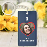 Porte-clefs I Love My Girlfriend Photo personnalisée<br><div class="desc">Téléchargez une photo, customisez le texte et créez facilement votre porte - clé personnalisé. Cliquez sur MODIFIER pour modifier la couleur de l'arrière - plan. Vous pouvez TRANSFÉRER ce DESIGN sur d'autres produits Zazzle et l'ajuster à la plupart des articles Zazzle. Les conceptions Studio standard sont faites dans des graphiques...</div>